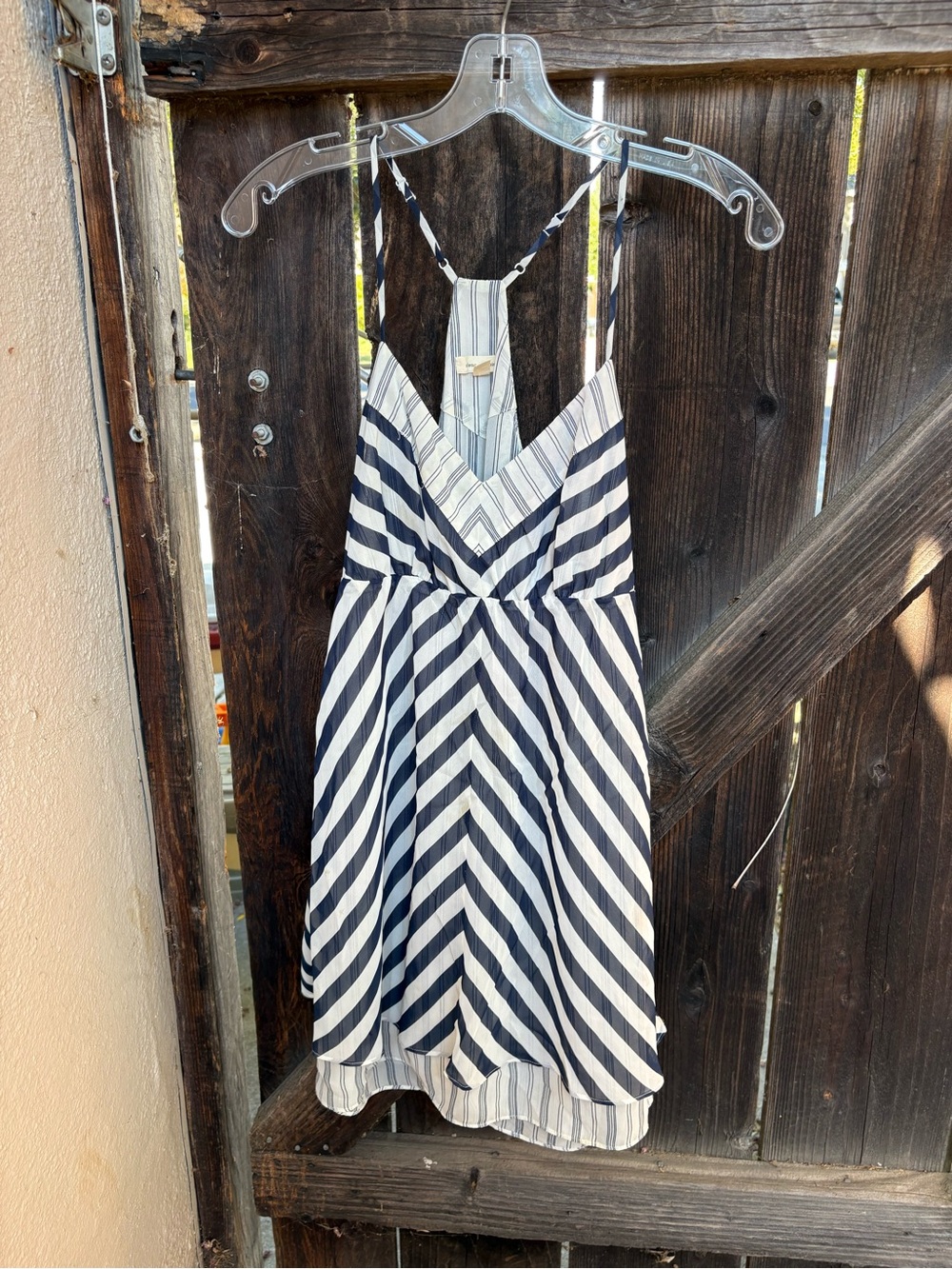 silence + noise Navy and White Striped Halter Sundress